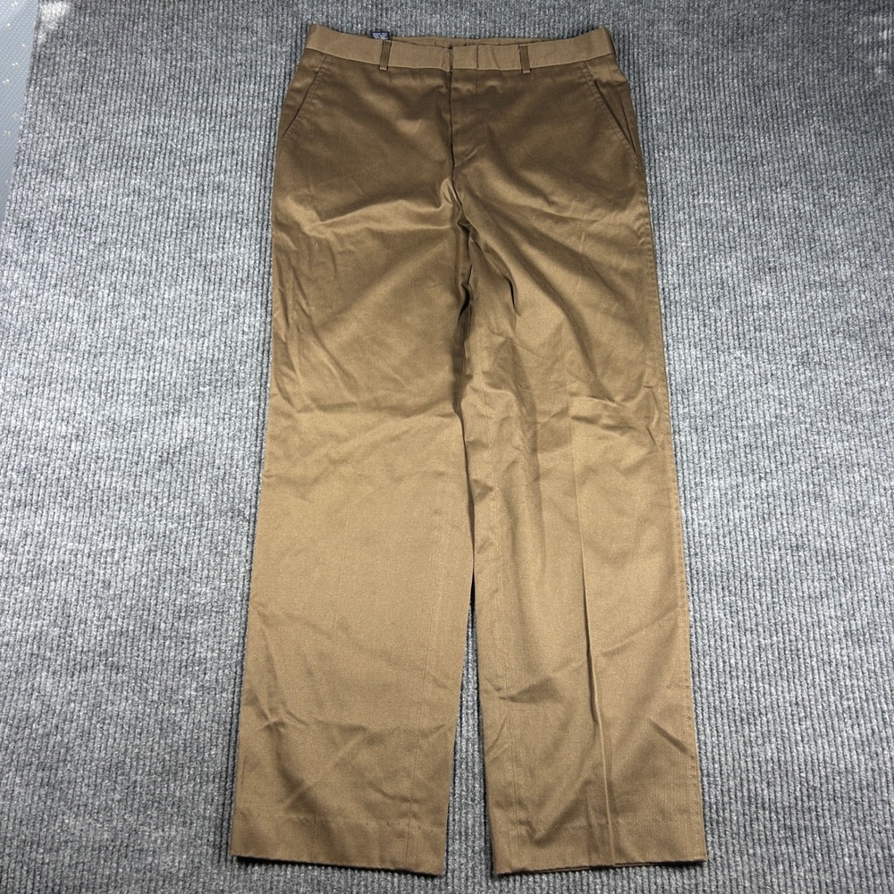 Lands End Pants Mens 34 Regular Brown Chino Flat Front Twill Trousers Workwear